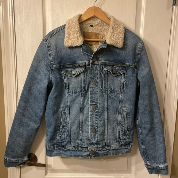 American Eagle Outfitters Other - American Eagle | Mens Medium Denim Jean Jacket Shearling Sherpa Aviator Bomber